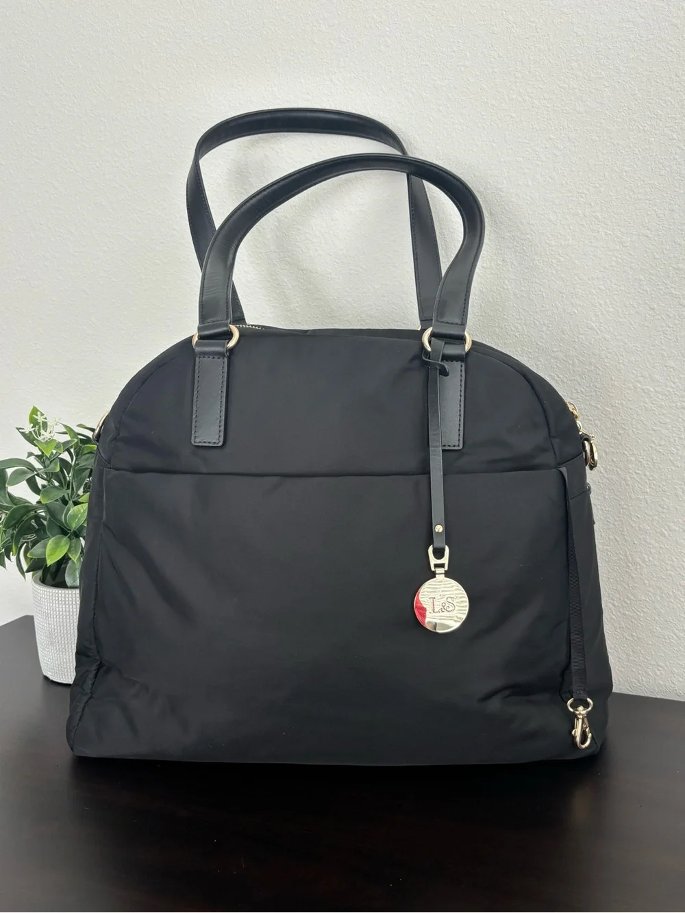 Lo & Sons O.M.G Bag Black/Gold/Lavender NWT